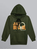 Olive Printed Hooded Cotton Fleece Sweatshirt for Boys