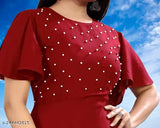 Rayon embellished Anarkali gown for girls, long sleeves, 7-8 years size