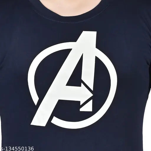 Navy chiffon Avengers printed round neck half sleeve men's t-shirt (SMLXL XXL)