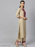 Pure cotton set with Chanderi dupatta, solid-patterned Indian kurta, bottomwear, and dupatta. Pack of 3 sizes in pure cotton fabric, three-quarter sleeves. Made in India