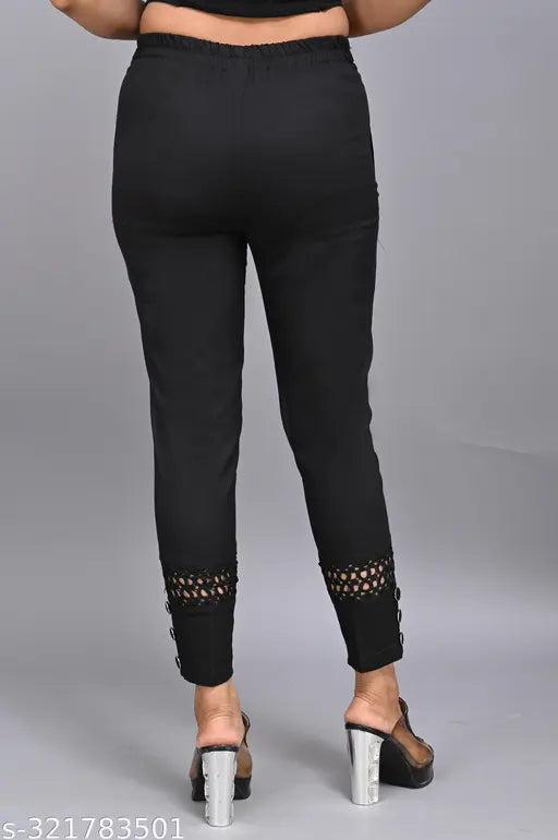 Cotton lycra jeggings/joggers/plazzo pant for women, soft and stretchable slub lycra, side button ankle design, perfect for everyday comfort