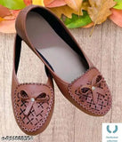 Brown suede ballerina flat shoes