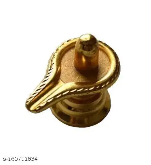 Gold metal handmade Shivling statue for home decor, pooja accessories, or car dashboard. Dimensions: 5.5x5.5 cm. Indian artisanal craftsmanship