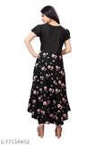 Black and pink floral print midi dress