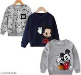 Pure Combo Pack of 3 All Gray Micky Or Blue Micky And All over Gray Sweatshirt for Boy's And Girl's
