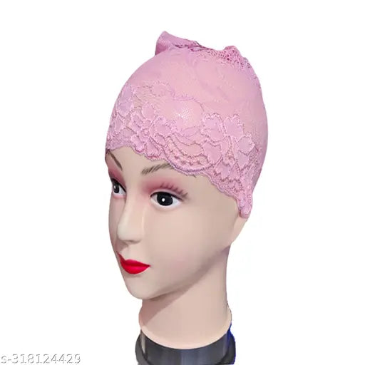 Hijab with pink lace cap in pack of 4