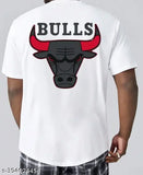 Chicago Bull printed white t-shirt for boys and men, polyester short sleeves, featuring iconic basketball team design