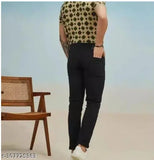 Cotton blend flaying men plain black jeans (size 28/30/32), ideal for casual wear