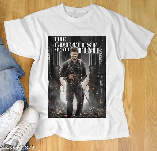 Thalapathy Vijay printed polycotton men's t-shirts - round neck, short sleeves, versatile partywear style