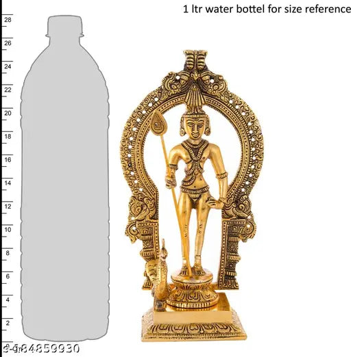 Oxide metal, 3.5in x 10in x 2.5in Indian Feng Shui showpiece: Miniature Murugan Swami Idol