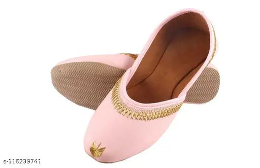 Synthetic Mojaris ballerinas by Hafsa foot collection for women - Indian brand, solid pattern, comfortable wear
