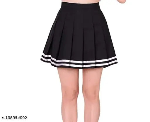Cotton printed net pleated mini skirt for women and girls, stylish high waist skater tennis skirt on display