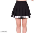 Cotton printed net pleated mini skirt for women and girls, stylish high waist skater tennis skirt on display