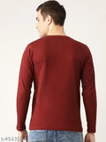 Organic Chics Full Sleeve Cotton Men's Solid Maroon T-Shirt