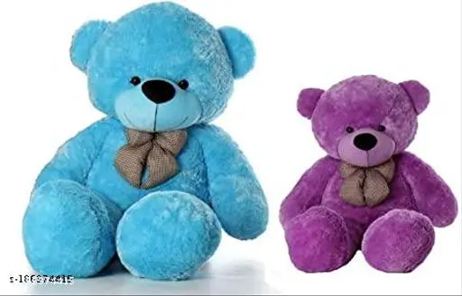 Blue & purple 3ft/2ft stuffed teddy bears - cute, soft animals for toddlers aged 0-2 years, made in India
