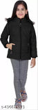 Black nylon jacket, girls' coat, waterproof, lightweight