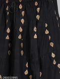 Printed rayon black skirt, beautiful and comfortable women's long skirt with printed net pattern, size M-XXXL, made in India