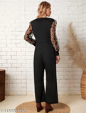Fancy lycra jumpsuit for women, solid pattern, long sleeves, multiple sizes available from XS to XXXL, made in India