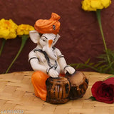 Resin Ganesh Idol playing Tabla, 5.5H x 3.5L x 3W cm, Hindu home decor showpiece