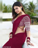 Maroon Georgette saree with dyed sequence and embroidery