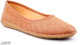 Beige synthetic leather printed ballerinas - stylish, closed back flats from India