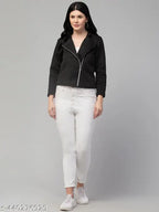Solid nylon zipper jacket for women, long sleeves, solid pattern, various sizes available