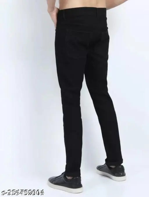 Black denim jeans for boys, trendy five-pocket design, size 32, made in India