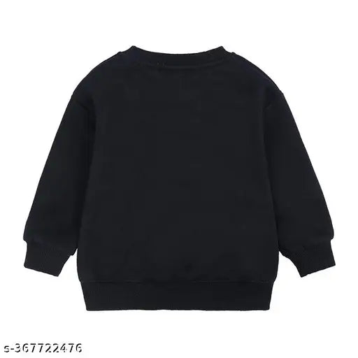 Kids winter boys and girls printed hoodie in black colour (fleece inside