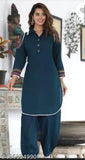 Rayon solid plus size ethnic kurta set in vibrant colors, featuring long sleeves and Palazzos bottomwear. Made in India