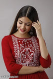 Trendy rayon embroidered gown for girls, three-quarter sleeves, Indian handcrafted partywear