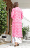 Rayon Vishakha Style Kurta Set with printed palazzos, three-quarter sleeves for women, India origin