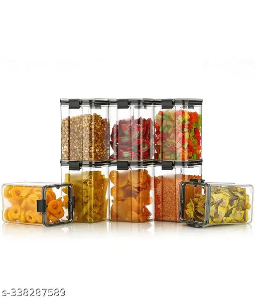 Set of 8 clear plastic airtight storage containers for lock & lock dalfood pasta grocery cereal kitchen items, 110ml