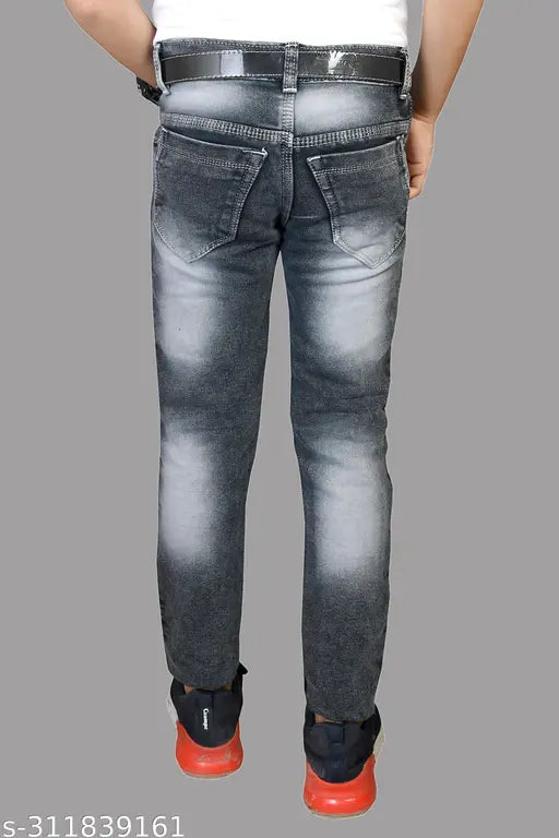 Men's fashionable black jeans with a high waist