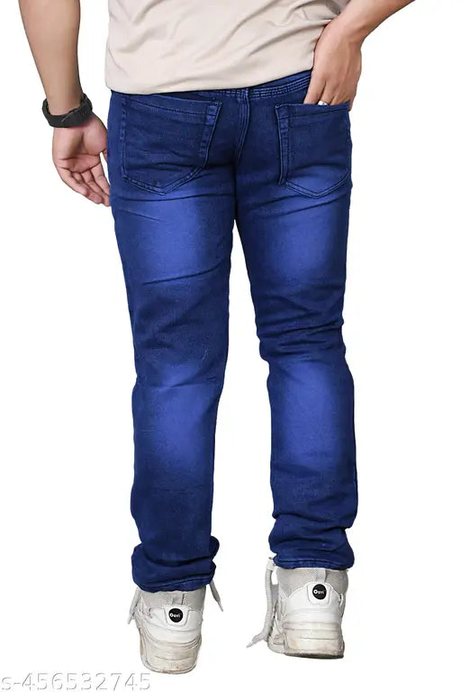 Divine Look Men's Denim Jeans, Pack of 1, Medium Blue Wash, Button Fly Closure