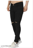 Blue denim knee cut jeans