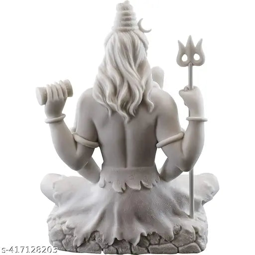 Resin white Shiva statue for home decor, temple, or car dashboard. Hand-carved meditating Lord Shiva idol in sitting position. Perfect spiritual gift for family, friends, or corporate clients. Made in India