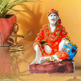 Handcrafted Poly Resin Sai Baba Murti showpiece for home or office, elegant decor sculpture with japa mala and durable colors, perfect gift for loved ones or special occasions, made in India