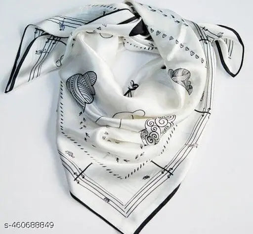 Fancy satin scarf, latest printed design for girls, free size (1m), Indian origin
