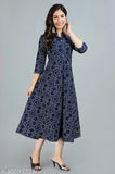 Demirner blue bandhani print cotton anarkali kurta - comfortable, festive wear, Indian cotton blend
