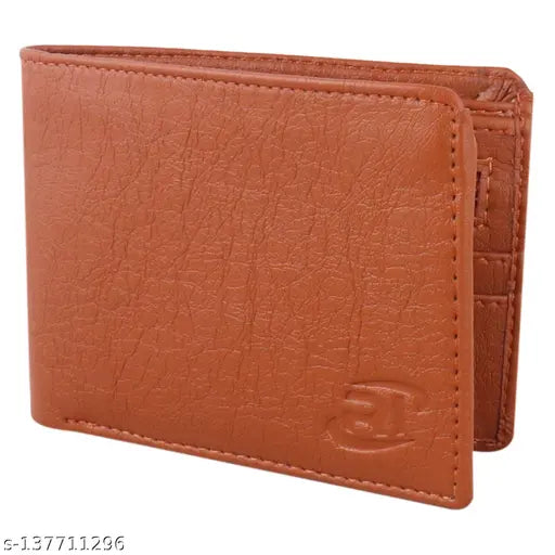 Trendy artificial leather men's wallet, canvas & leather, 2 compartments, textured net, free size (L13cm x W9cm), formal party wear accessory