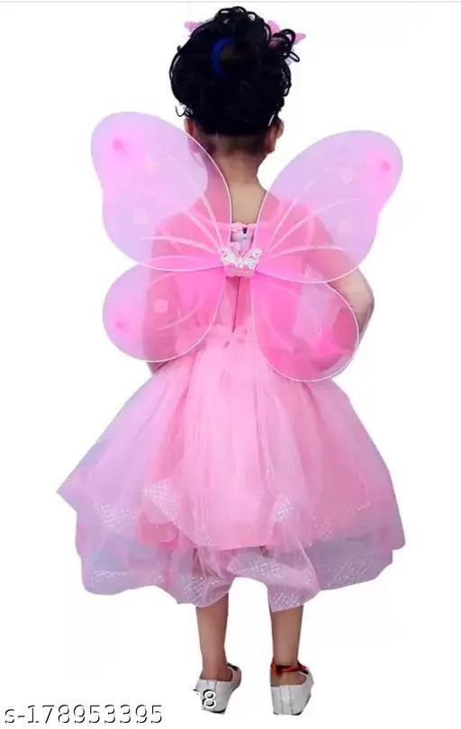 Pink net baby gown, solid pattern for ages 9-12 months, Indian origin