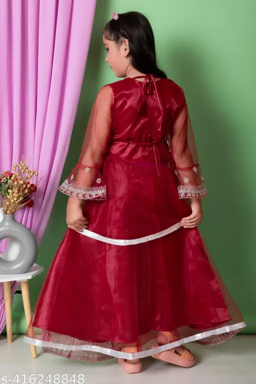 Exquisite net and embroidered girls long-length lehenga for party wear/festive occasions, available in various colors