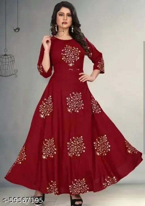 Women's rayon kurti with three-quarter sleeves and printed combo, vibrant Indian style fashion for M, L, XL, XXL