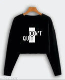 Trending black crop full sleeves cotton blend t-shirt for girls and women, solid design in various sizes (XS-XXL). Made in India