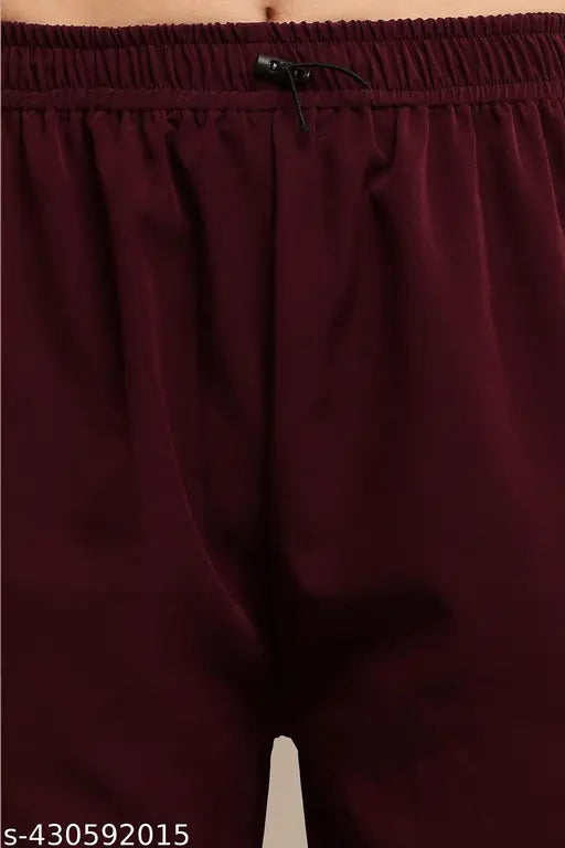 Purple velvet cargo pants with pockets, elastic waistband