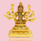 Brass gold-colored Varahi Amman statue, 6cm height, 8-handed God idol from India