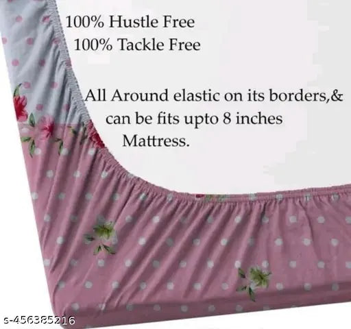 Glace cotton floral elastic bedsheet with 2 pillow covers, ideal for AC rooms in adults' double queen or queen-sized bedrooms. Made in India