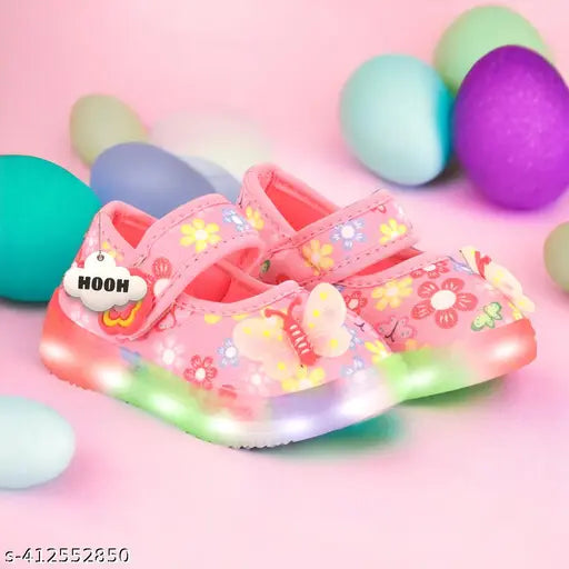 Canvas and rubber printed party shoes, girls' comfortable LED-lit belly dancing footwear for indoor/outdoor activities