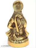 Gold metal sitting statue of Lord Hanuman, home decor, religious showpiece, temple gift, 165cm height
