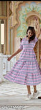 Long sleeved cotton block print one piece kameez woman's dress